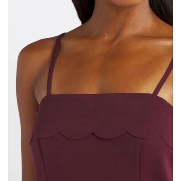 Unique Vintage X Nine Britton Burgundy Sheath Dress with Scallop Detail Sz L 365 - Picture 2 of 5